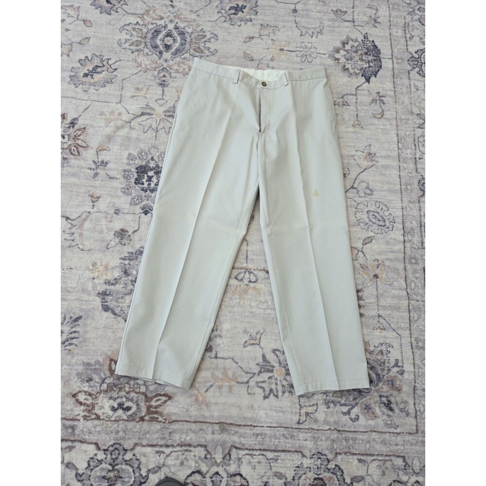 #488 VTG LL Bean Men's Beige Double L Chinos 38x29 Classic Fit Khakis Cotton